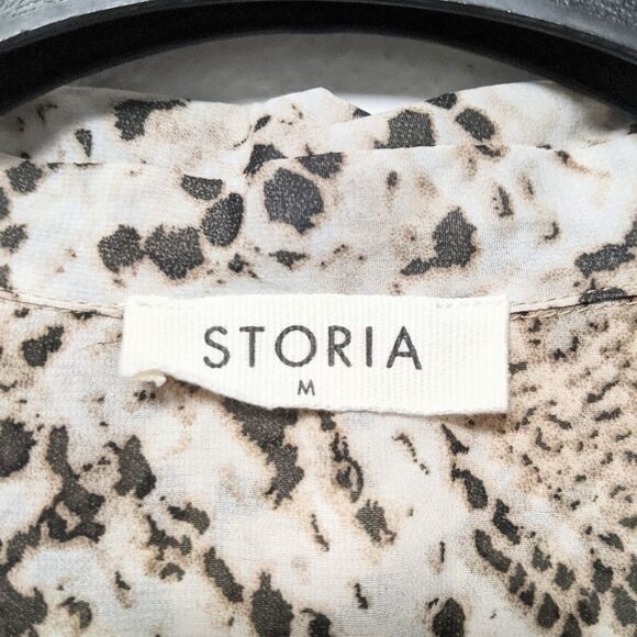 STORIA Snake Print Semi-Sheer Blouse M - Picture 4 of 6